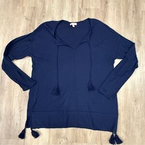 Lilly Pulitzer Navy Colene Sweater with Tassels Size XL